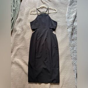 Black Halter Cut Out Dress w/ Beaded Straps NWT
